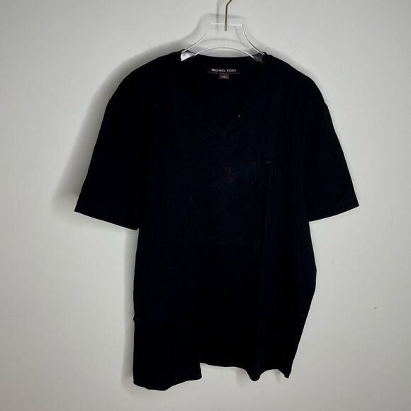 Michael Kors Short Sleeve V Neck T Shirt Black Mens Sz L Large Logo - Picture 6 of 6